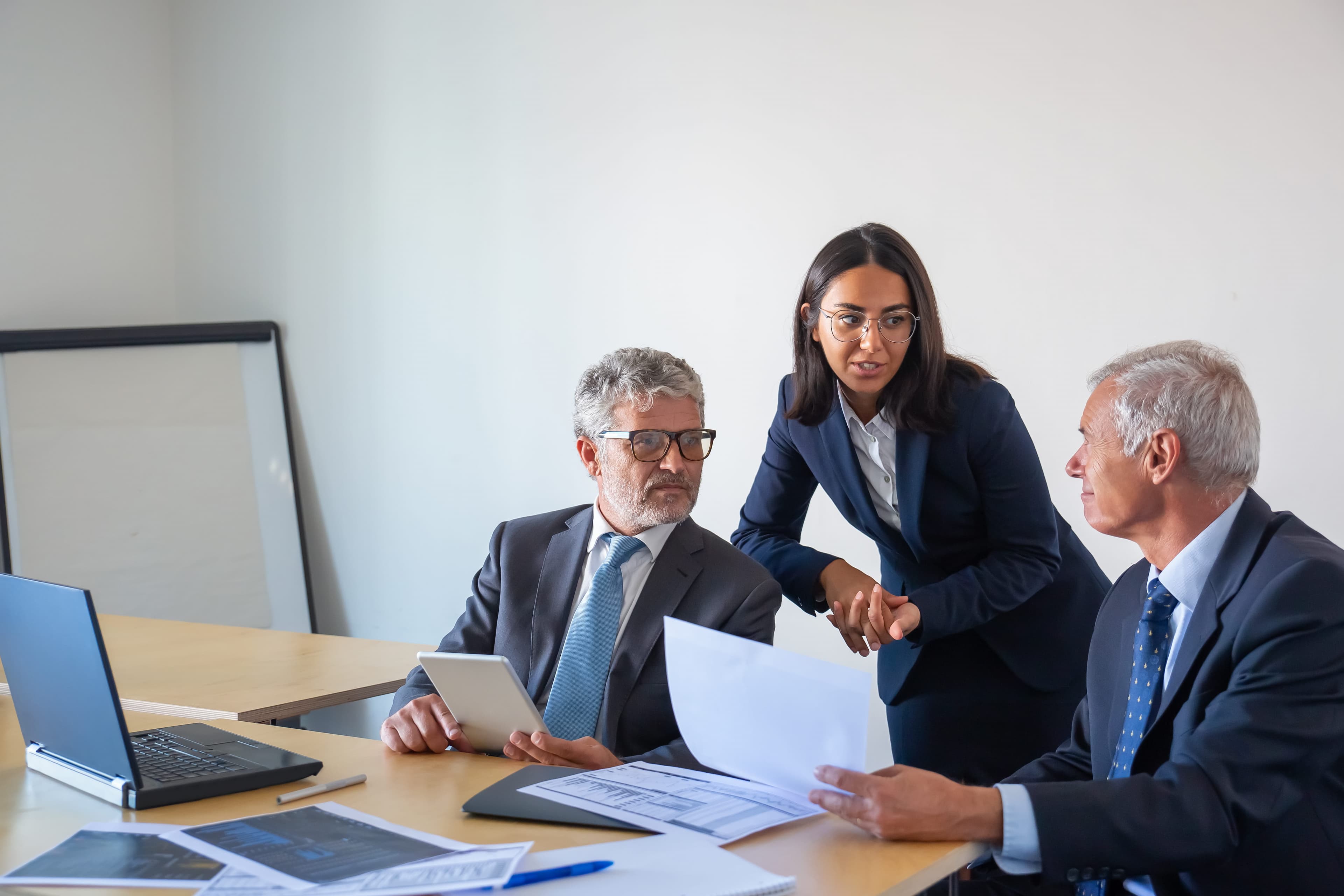 Professional corporate lawyers in modern office